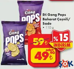 ETİ GONG POPS BAHARAT ÇEŞNİLİ/SADE MISIR VE PİRİNÇ PATLAĞI 110 G fiyat ve kampanya bilgisi